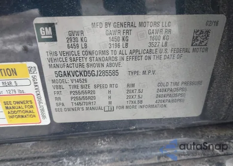 2016 Buick Enclave Premium z USA, uszkodzony, nr VIN 5GAKVCKD5GJ285585